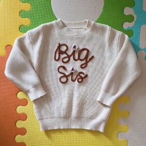 Cream Sweater with Big Sis Embroidery